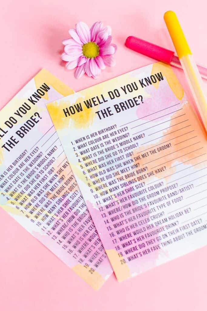 free printable how well do you know the bride hen party bridal
