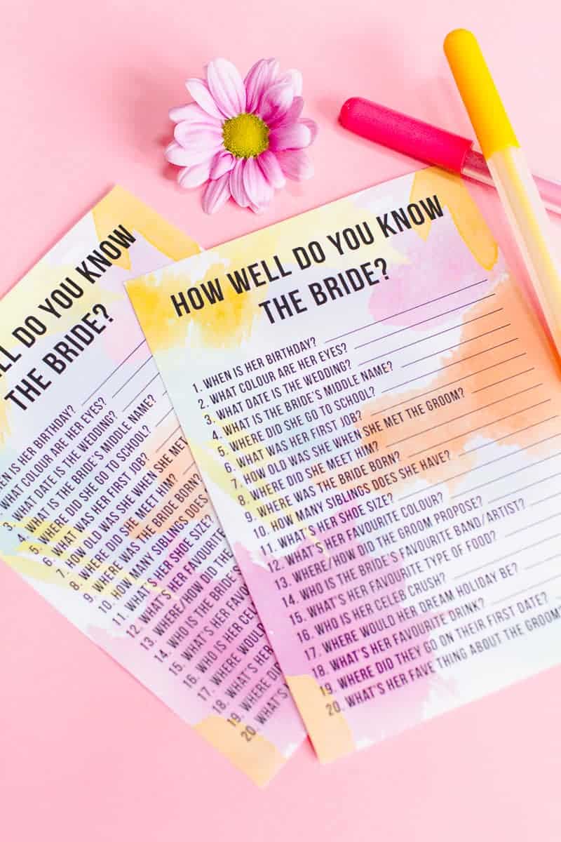 Free Printable How Well Do You Know The Bride Hen Party Bridal Shower Game Bespoke Bride Wedding Blog