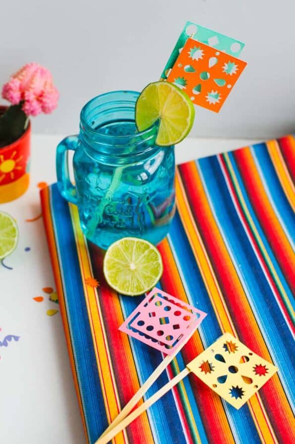 Papel Picado Drink Stirrers Mexican Themed Wedding Diy Cinco De Mayo Bespoke Bride Wedding Blog 8040