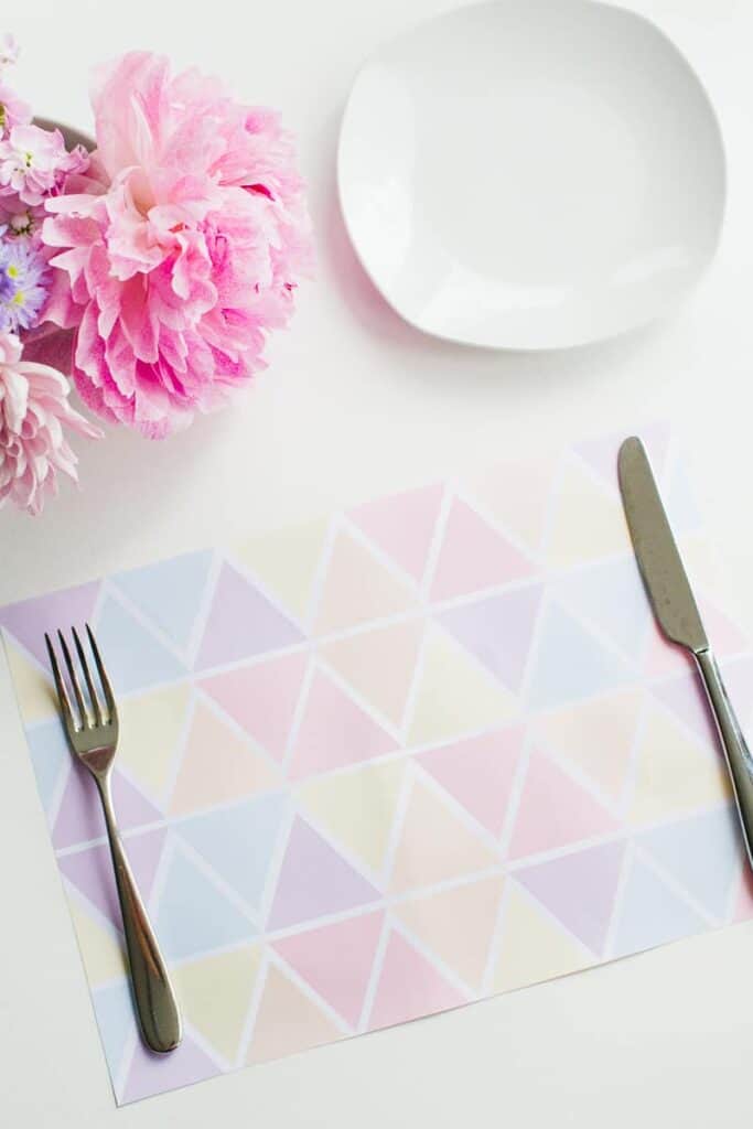 Free Printable Geometric Placemats In Pretty Pastel Colour Theme