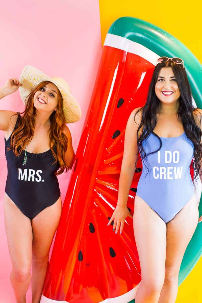 DIY SLOGAN SWIMSUITS FOR BRIDESMAIDS GIFT BRIDAL PARTY PRESENTS OR FOR A  BRIDE TO BE ON HONEYMOON