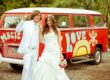 retro campervan hippie wedding unique transport ideas