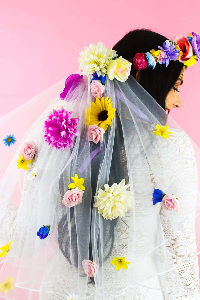 Attaching Veil to Flower Crown