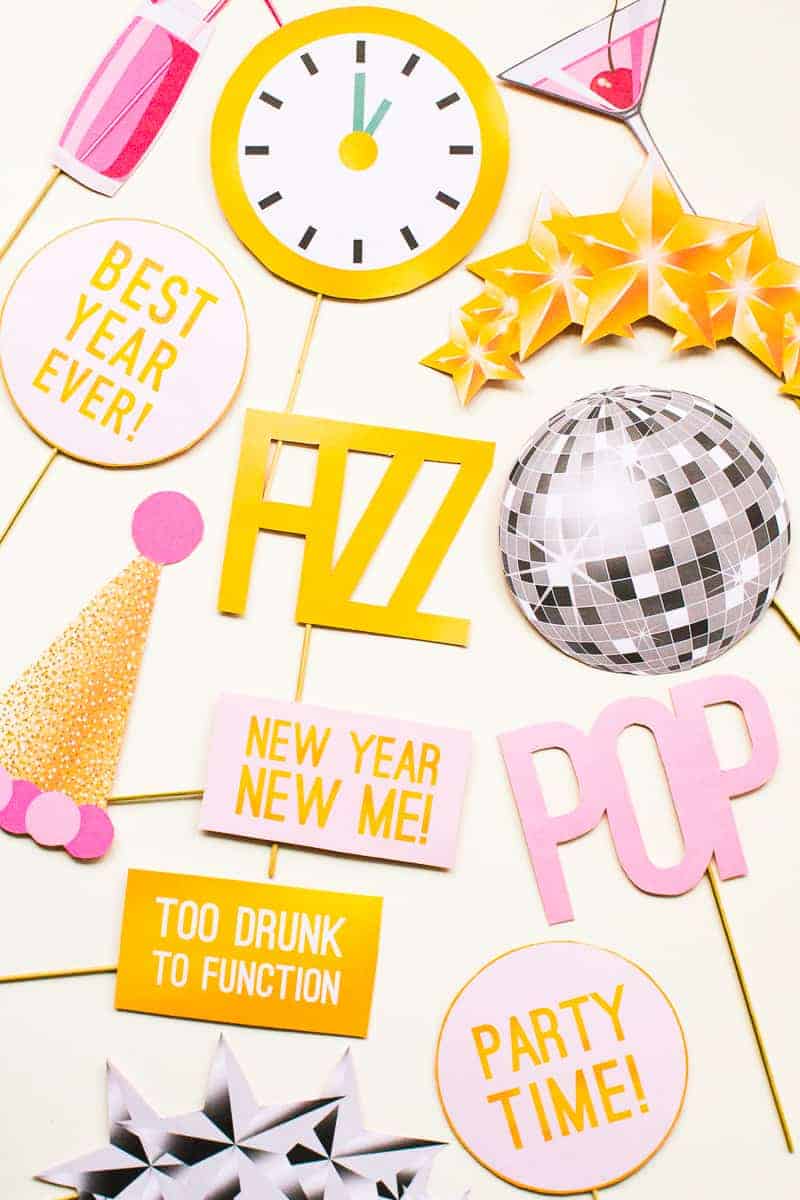 new year photo booth props printable