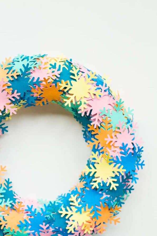 Diy Colourful Snowflake Wreath 