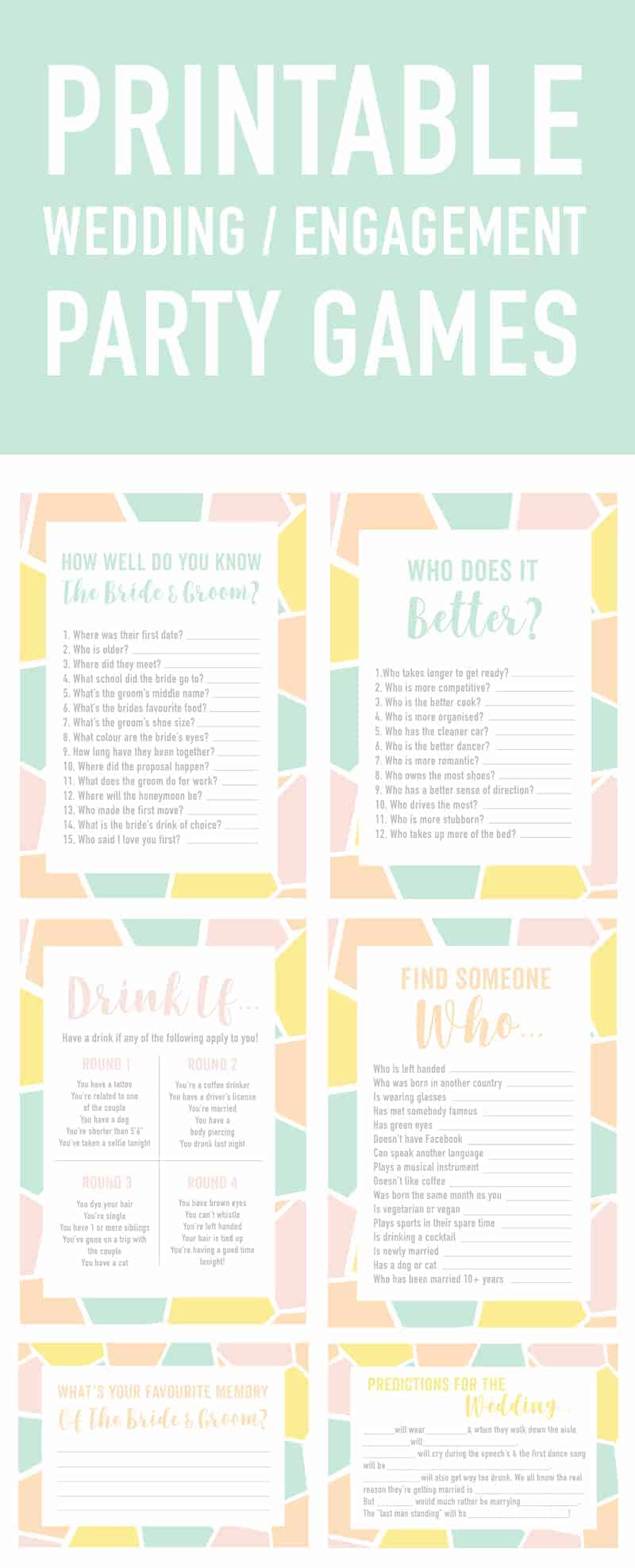 FREE PRINTABLE ENGAGEMENT PARTY OR WEDDING ICE BREAKER GAME FIND THE GUEST BINGO Bespoke Bride