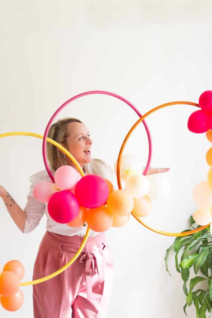 DIY HULA HOOP BALLOON WREATH Bespoke Bride Wedding Blog   DIY Hoop Balloon Arch Wedding Tutorial  11 683x1024 