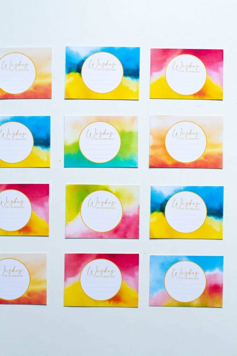 Free Printable Watercolour Themed 'wishes For The Newlyweds' Cards 