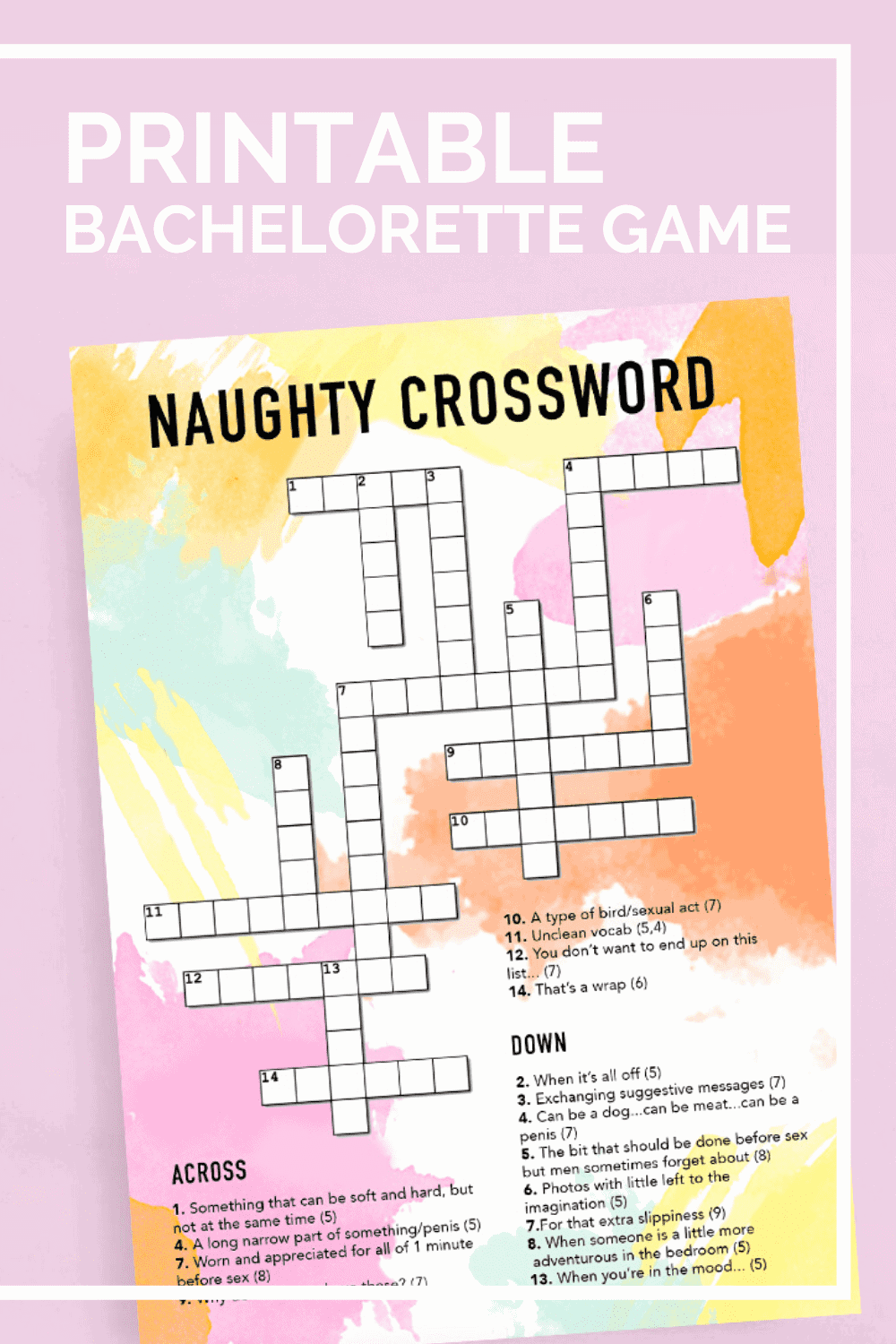 PRINT THIS NAUGHTY CROSSWORD GAME FOR A FUN BACHELORETTE PARTY ACTIVITY Bespoke Bride