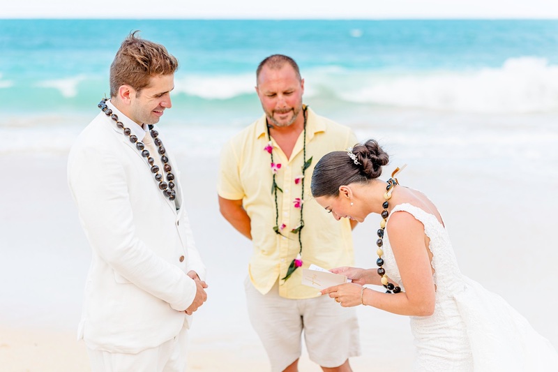 Tropical Beach wedding at Waimanalo Bay in Honolulu Hawaii
