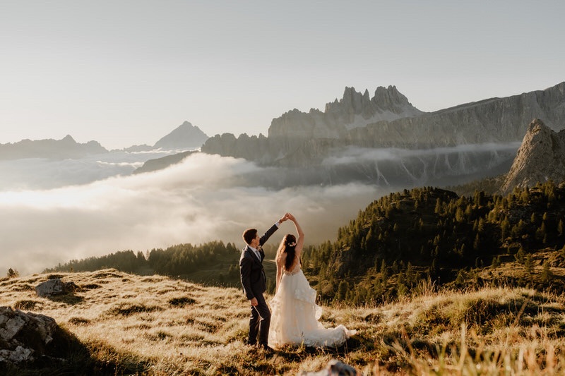 intimate romantic elopement in the Dolomites italy