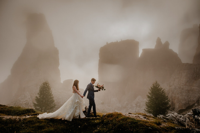 romantic elopement in the Dolomites in italy